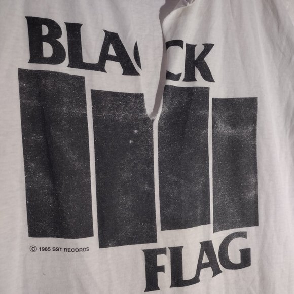 Vintage 80's Black Flag Shirt Size Large Distressed - Picture 2 of 6